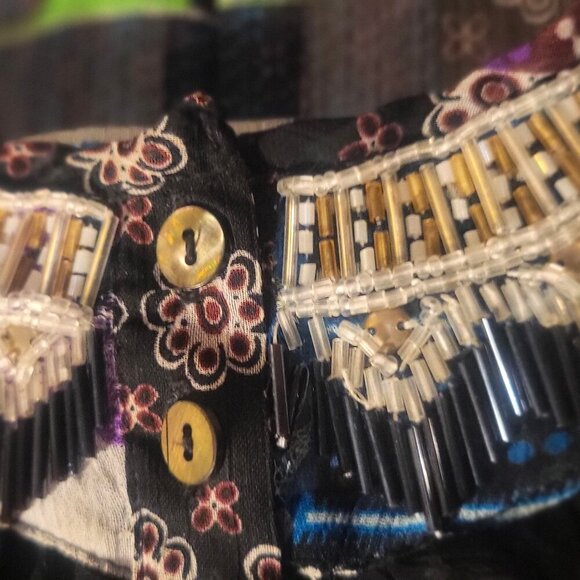 One World Jewel-Colored, Beaded Neckline Flowy Blouse - Size L - Picture 3 of 7